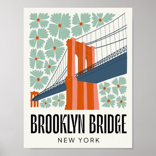 Brooklyn Bridge New York abstrakte Reise Poster (Vorne)