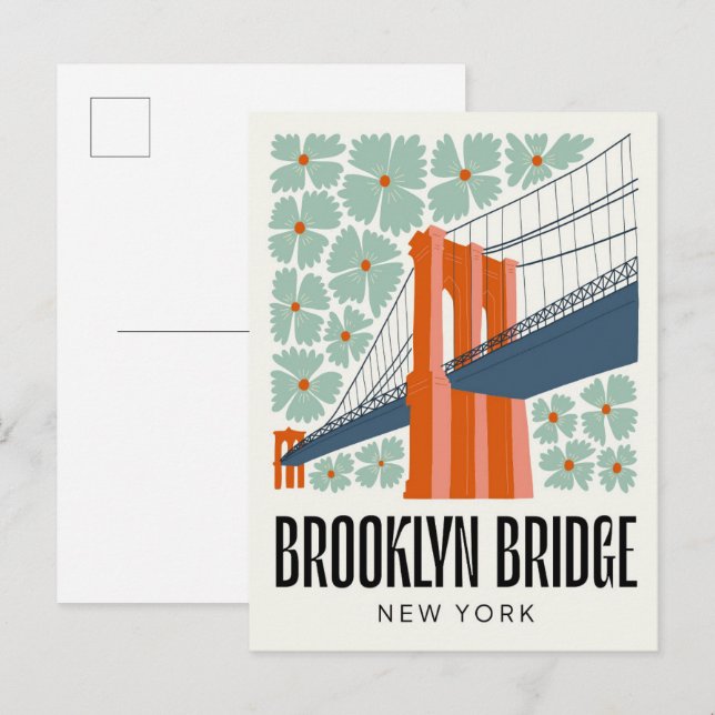 Brooklyn Bridge New York abstrakte Reise Postkarte (Vorne/Hinten)