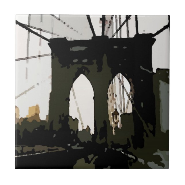 Brooklyn Bridge New York Artwork Keramik Tile Fliese (Vorderseite)