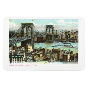 Brooklyn Bridge, New York City 1910 Vintage Postka Magnet