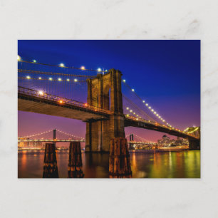 Brooklyn Bridge, New York City at Night Postkarte