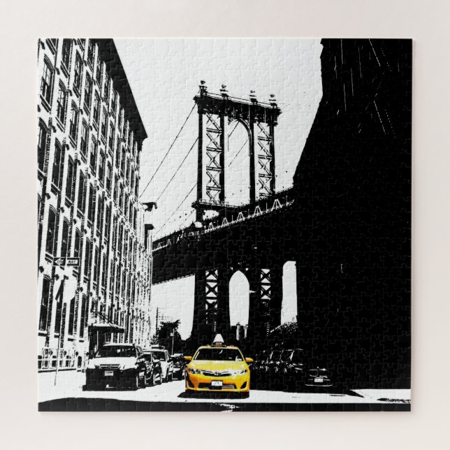 Brooklyn Bridge New York City Nyc Yellow Taxi Puzzle (Horizontal)