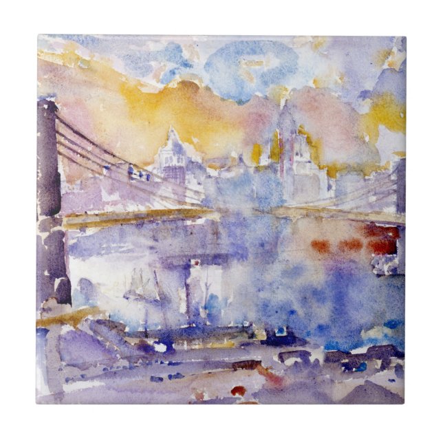 Brooklyn Bridge (New York City) (von John Marin) Fliese (Vorderseite)