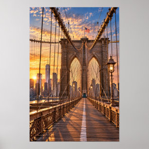 Brooklyn Bridge New York Golden Hour Wandkunst Poster