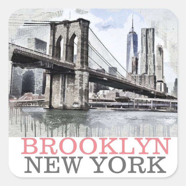 Brooklyn Bridge New York Quadratischer Aufkleber (Vorderseite)
