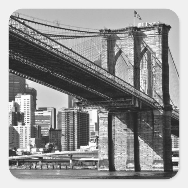 Brooklyn Bridge New York Quadratischer Aufkleber (Vorderseite)