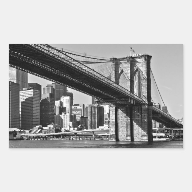 Brooklyn Bridge New York Rechteckiger Aufkleber (Vorderseite)