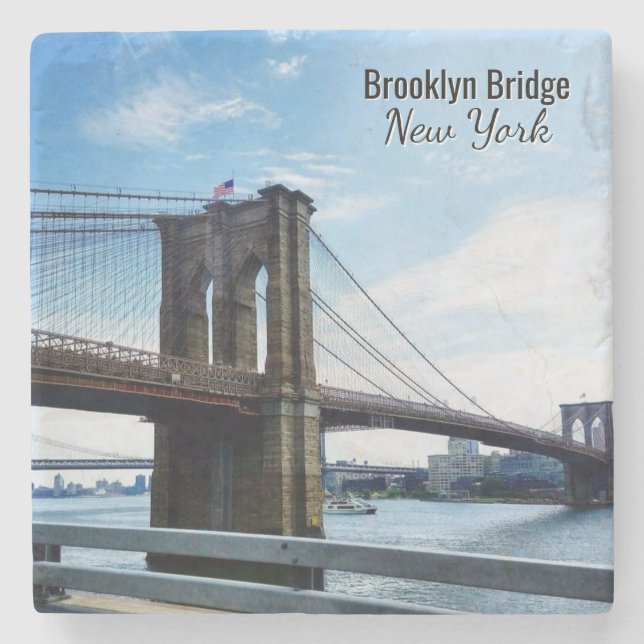 Brooklyn Bridge New York Souvenir Steinuntersetzer (Vorderseite)