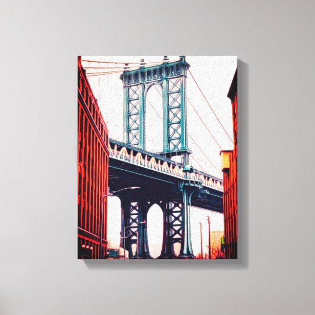 Brooklyn Bridge New York Stretched Canvas Print Leinwanddruck (Vorderseite)