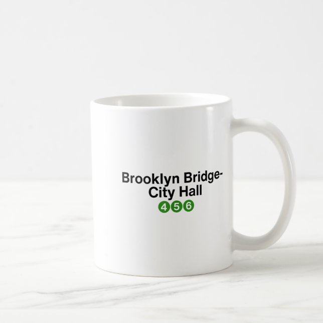 Brooklyn Bridge New York U-Bahn-Stationsschilder,  Kaffeetasse (Rechts)