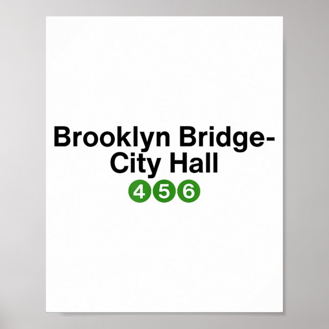 Brooklyn Bridge New York U-Bahn-Stationsschilder,  Poster (Vorne)