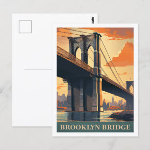 Brooklyn Bridge New York USA Famous Travel Place Postkarte