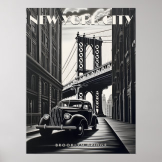 Brooklyn Bridge New York USA Reisen Vintag Art Poster