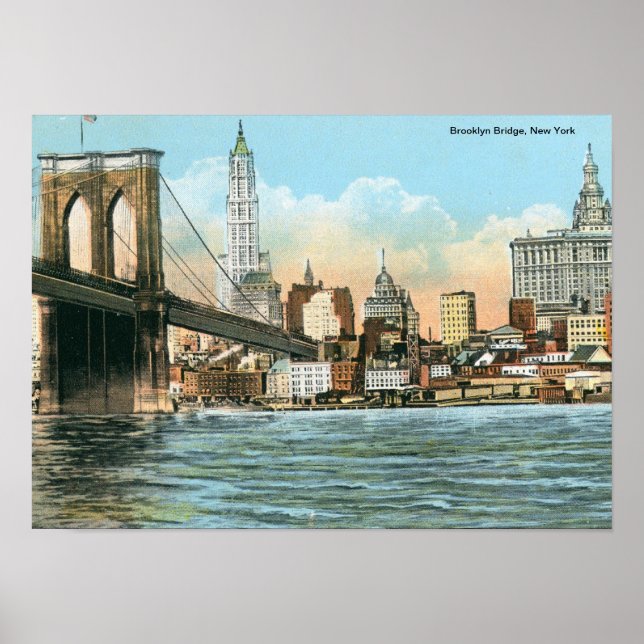 Brooklyn Bridge, New York Vintag Poster (Vorne)