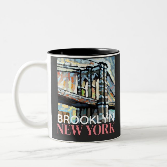 Brooklyn Bridge New York Zweifarbige Tasse (Links)