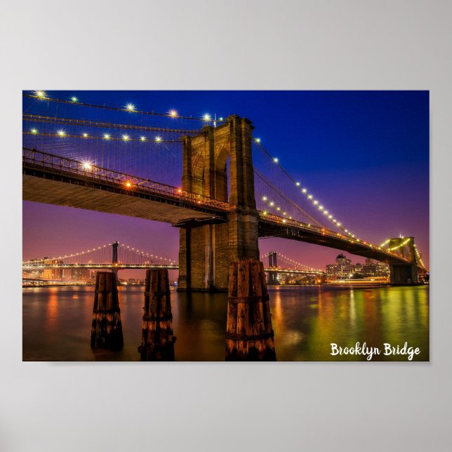 Brooklyn Bridge Night Light Poster (Vorne)