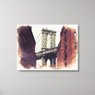Brooklyn Bridge NYC Aquarellmalerei Leinwand