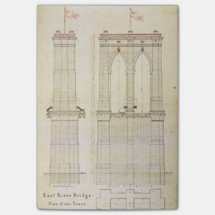Brooklyn Bridge NYC Architektur Blaupause vintage Post-it Klebezettel