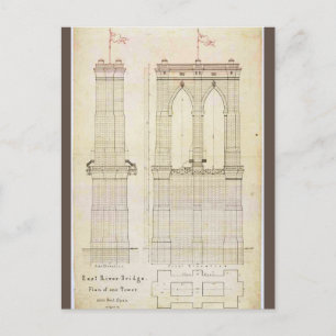 Brooklyn Bridge NYC Architektur Blaupause vintage Postkarte