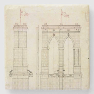 Brooklyn Bridge NYC Architektur Blaupause vintage Steinuntersetzer