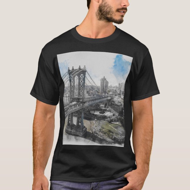 Brooklyn Bridge NYC Citycape T-Shirt - Vintag Urba (Vorderseite)