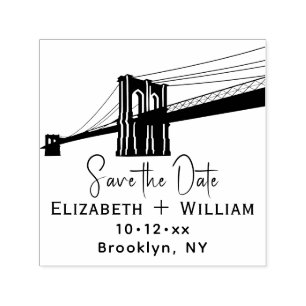 Brooklyn Bridge NYC Hochzeitspaar Save the Date Permastempel