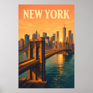 Brooklyn Bridge NYC Reise New York Vintage Poster