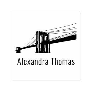 Brooklyn Bridge NYC Silhouette Name Monogram Permastempel