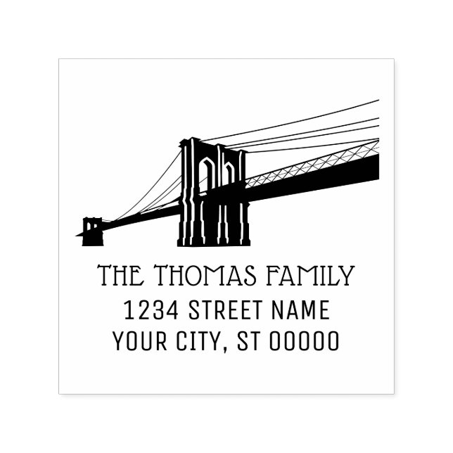 Brooklyn Bridge NYC Silhouette Name Rücksendeadres Permastempel (Design)