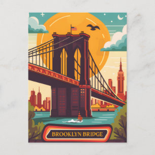 Brooklyn Bridge NYC Vintage Reise Postkarte