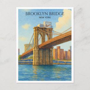 Brooklyn Bridge NYC Watercolor Travel Postcard Feiertagspostkarte