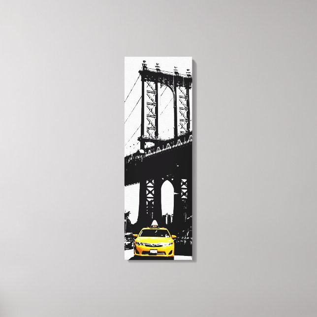 Brooklyn Bridge Nyc Yellow Taxi New York City Leinwanddruck (Vorderseite)