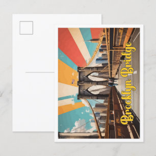 Brooklyn Bridge Pop Art Reiseillustration Postkarte