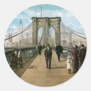 Brooklyn Bridge Promenade, New York City Runder Aufkleber