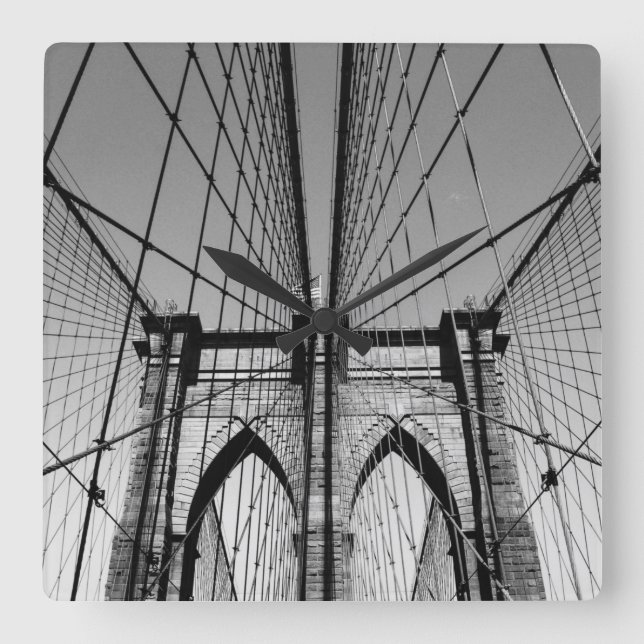 Brooklyn Bridge Quadratische Wanduhr (Vorderseite)