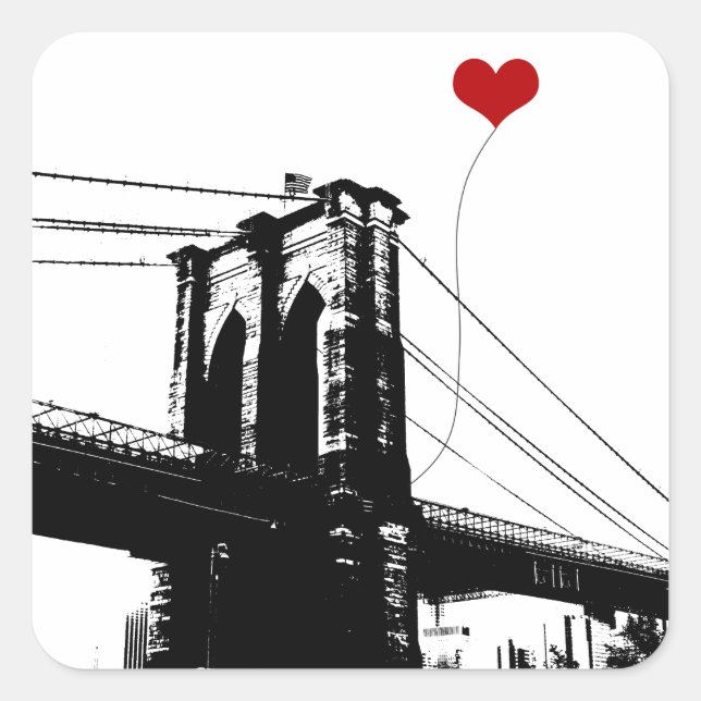 Brooklyn Bridge Quadratischer Aufkleber (Vorderseite)