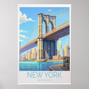 Brooklyn Bridge Reiseplakat - New York Wandkunst Poster