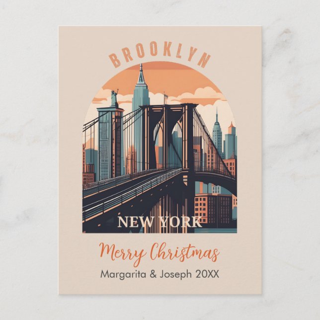 Brooklyn Bridge Retro Postkarte (Vorderseite)