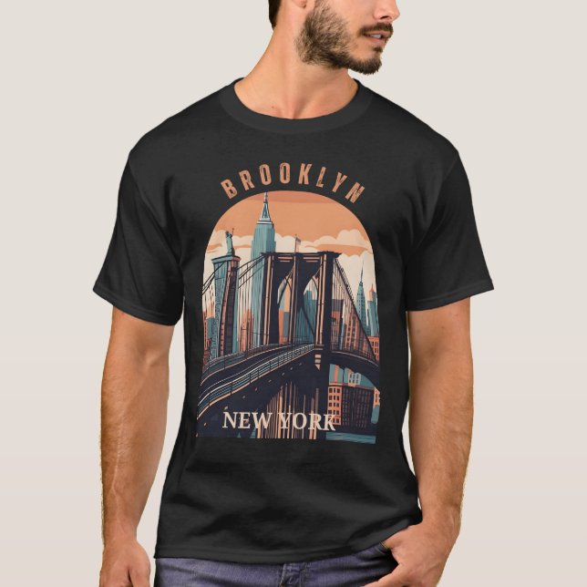 Brooklyn Bridge Retro T-Shirt (Vorderseite)