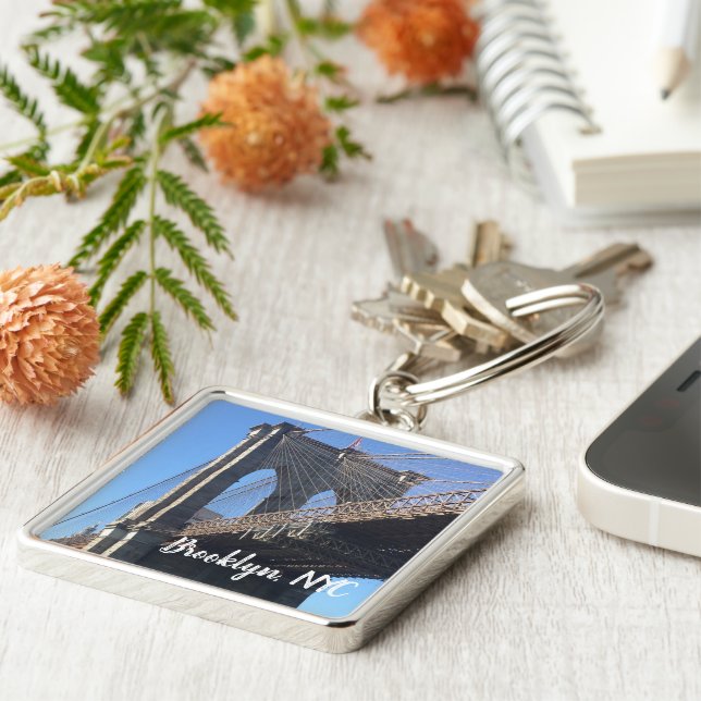 Brooklyn Bridge Sky New York City NYC Fotografy Schlüsselanhänger (Seite)