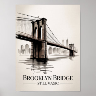 Brooklyn Bridge Still Magic Sepia-Tinte Poster