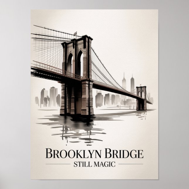 Brooklyn Bridge Still Magic Sepia-Tinte Poster (Vorne)