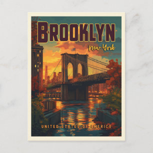Brooklyn Bridge Sunrise - A Vintage Travel Postkarte