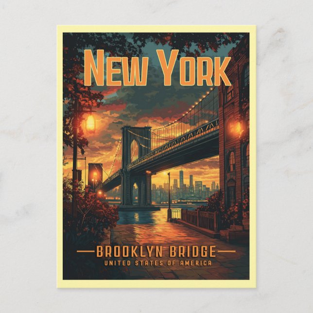 Brooklyn Bridge Sunrise - Eine Atemberaubende Reis Postkarte (Vorderseite)