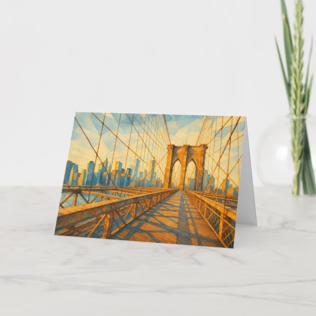 Brooklyn Bridge Sunrise Watercolor Card Karte (Vorderseite)