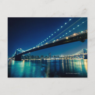 Brooklyn Bridge und Lower Manhattan in der Nacht Postkarte