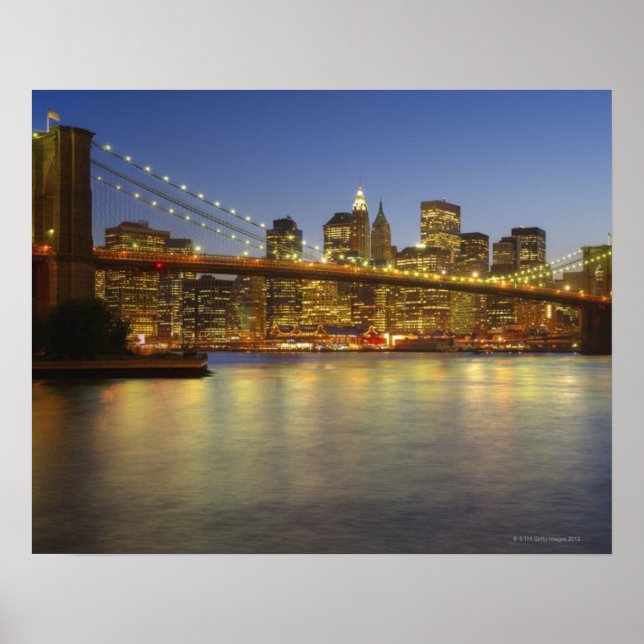 Brooklyn Bridge und New York City Gebäude Poster (Vorne)
