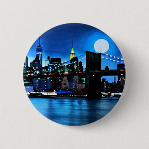 Brooklyn Bridge unter einem Vollmond Button