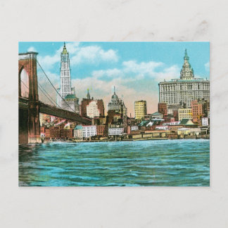 Brooklyn Bridge, Woolworth und Municipal... Postkarte