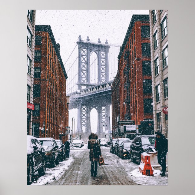 Brooklyn Bridget, New York in Snow Poster (Vorne)